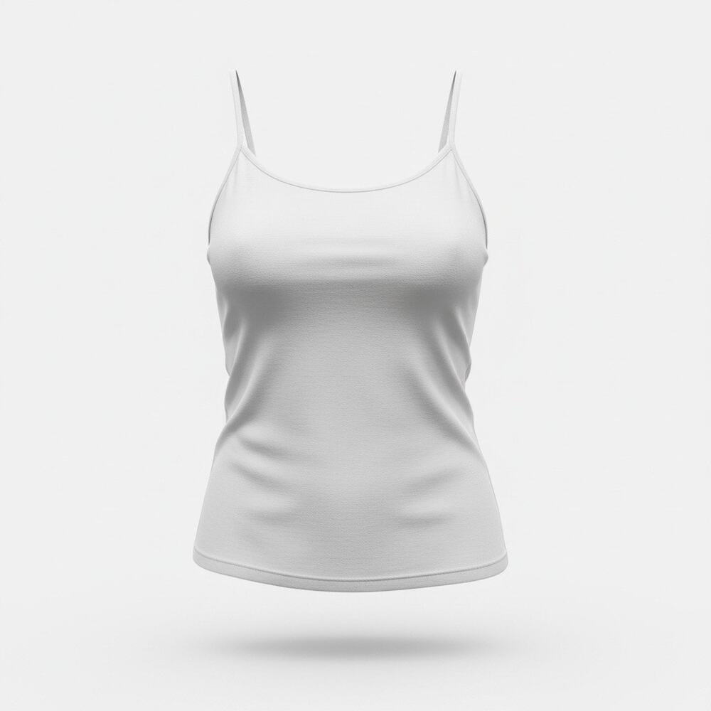 Women’s White Camisole Medium Tank Top Adjustable Straps Lightweight Basic